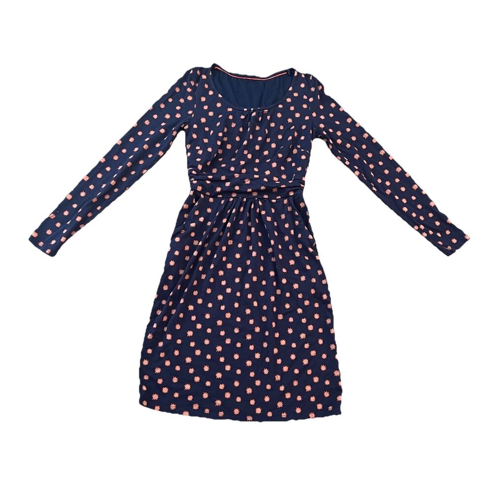Boden Dress 2 Petite Mabel Jersey Knit‎ Starburst Print Ruched Waistband Pockets